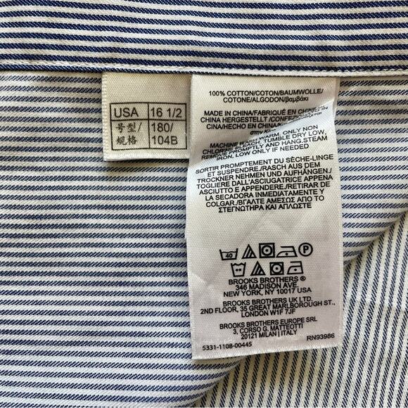 Brooks Brothers Blue and White Button Down Long Sleeve Dress Shirts 16.5 - 4/5 - Picture 15 of 16